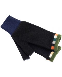 Fingerless Mittens - Black with White