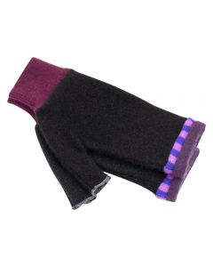 Fingerless Mittens - Black with White