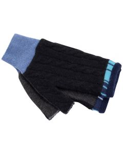 Fingerless Mittens - Black with White