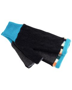 Fingerless Mittens - Black with White